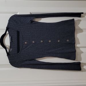 LEVEL UP Semi Sheer Black Long Sleeve Top Shirt Size M